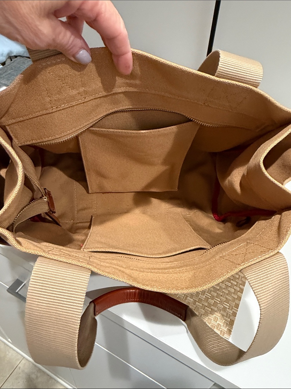 Dooney & Bourke Canvas Tote Bag in Tan with Beige Straps - Picture 6 of 7